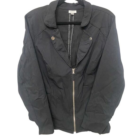 Avenue Full Zipper Utility Jacket Coat In Black And Silver Detail Size 3X - Picture 3 of 7